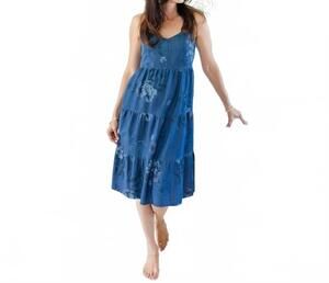 NEW SPLENDID IRIS lyocell spaghetti strap dress in denim floral